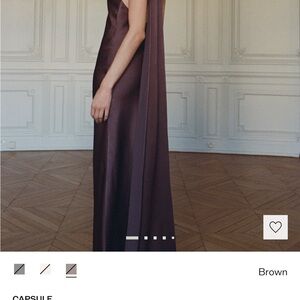 Mango asymmetrical silk chocolate brown long Dress